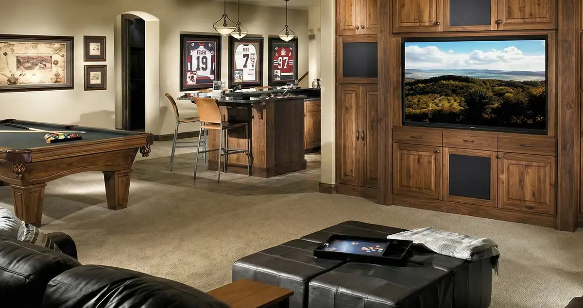 finished basement remodeling project transforming a basement into a comfortable living space in Erie, PA