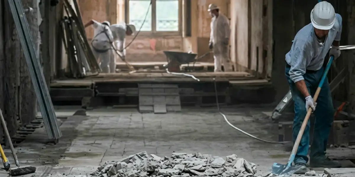 fire damage restoration professionals performing structural cleanup and restoration after a fire in Erie, PA
