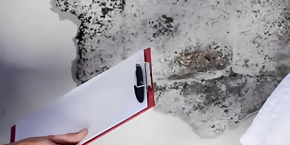 mold inspection identifying visible mold growth on an interior wall in a residential property in Erie, PA