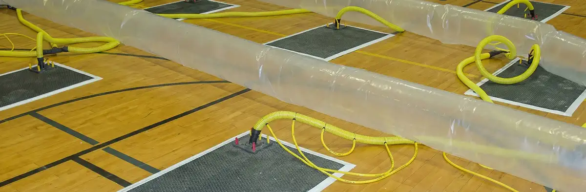 water clean up drying system set up to remove moisture and prevent further damage in Erie, PA